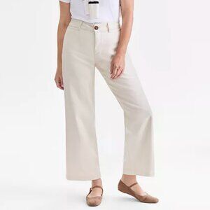 NWT Style & Co Mid-Rise Twill Wide-Leg Pants in Cream
